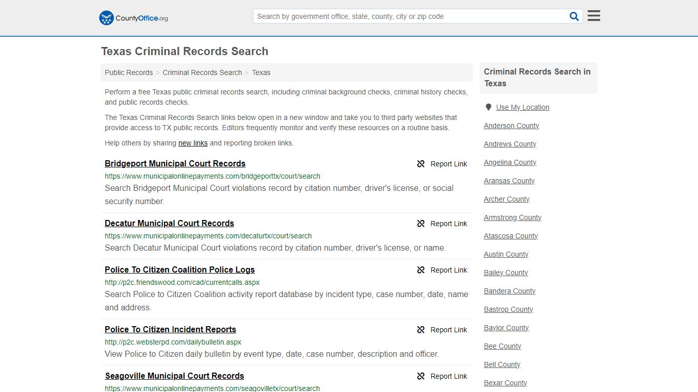Texas Criminal Records Search - County Office